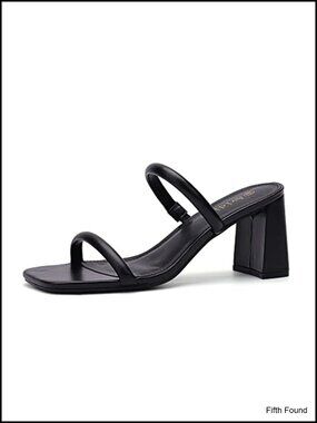 Women's Square Toe Chunky Heel Sandals, Comfortable Slip On Mules, 3 Inch Heel
